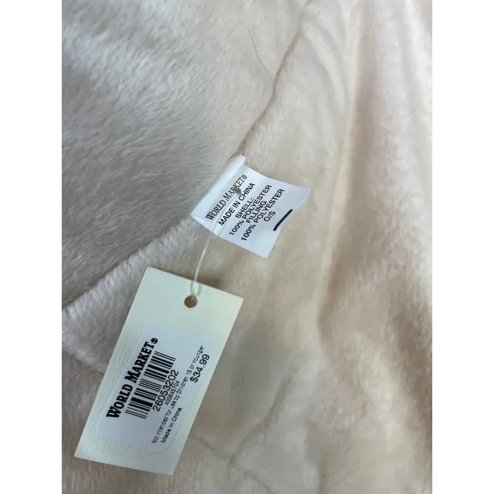 World Market Olive Green Puffer Scarf Shawl Wrap Faux Fur Lining  New One Size